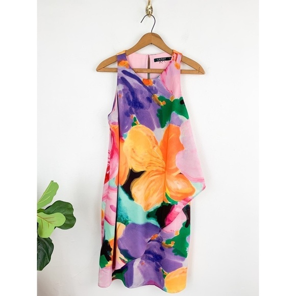 Lauren Ralph Lauren Women's Floral Print Crepe Shift Dress Sz 8 - Picture 2 of 7